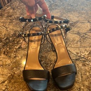 Valentino Black Rockstud Double Ankle Strap Platform Sandal